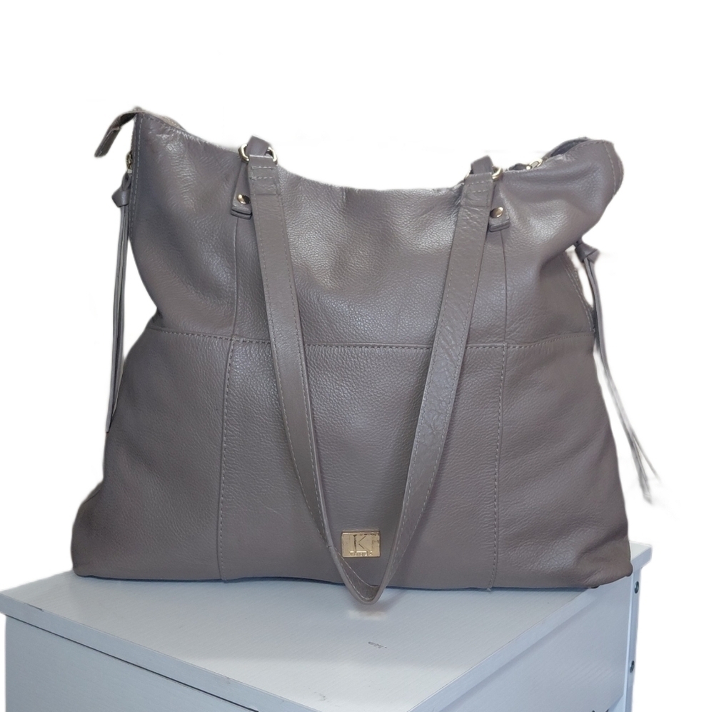 Kooba Gray Leather Tote Women's Large Shoulder Bag